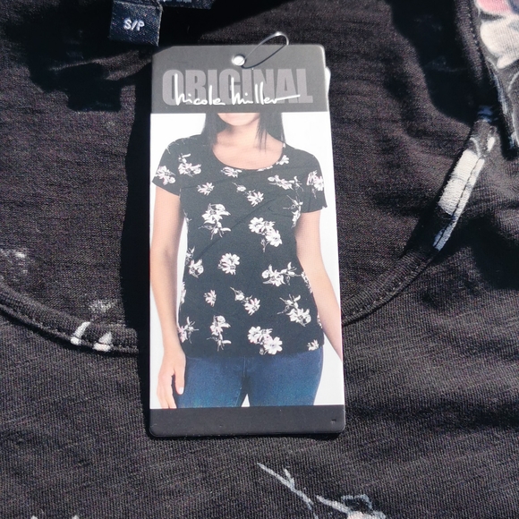 NICOLE MILLER SMALL New  floral t shirt tee shirt  short sleeves NWT Scoop Neck - Picture 6 of 15